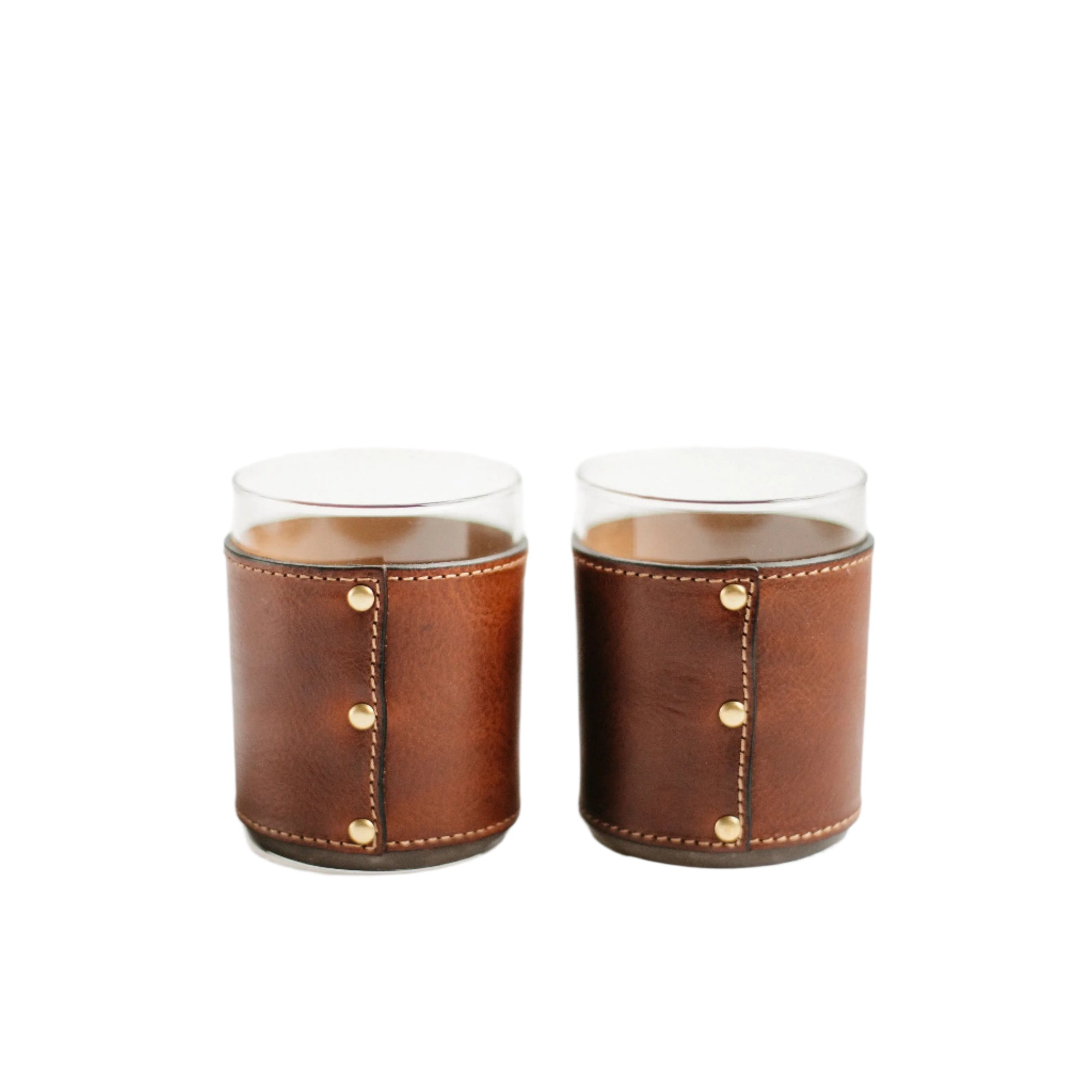 Leather + Glass Rocks Glasses Clayton & Crume