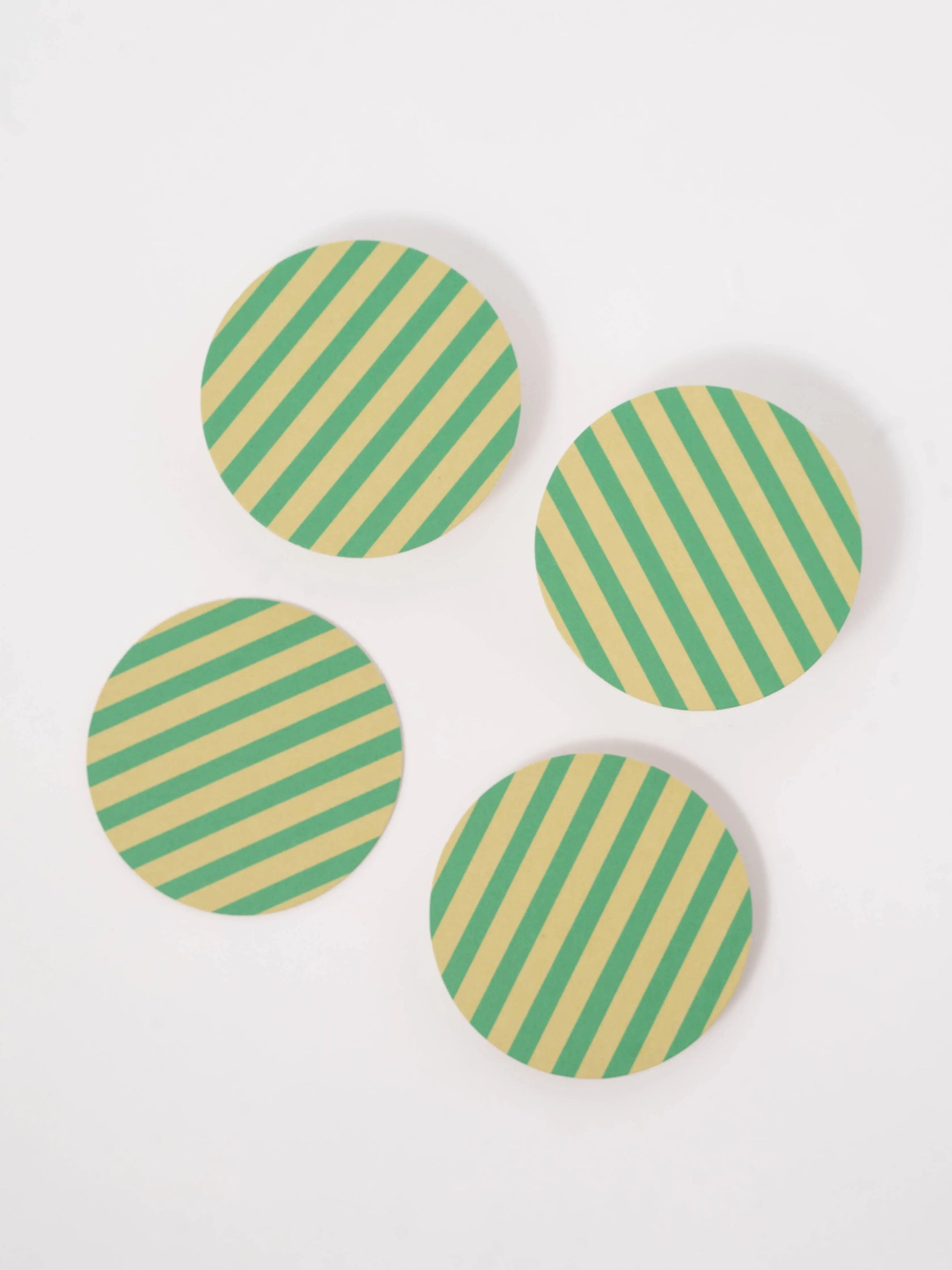 Verde Green and Lime Striped Coaster - Set of 4 One & Only Paper