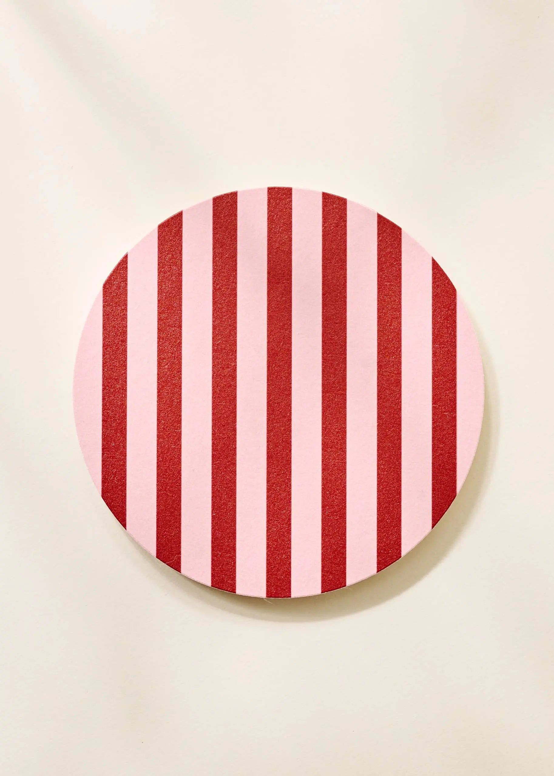 Pink and Maroon Striped Coaster - Set of 4 One & Only Paper