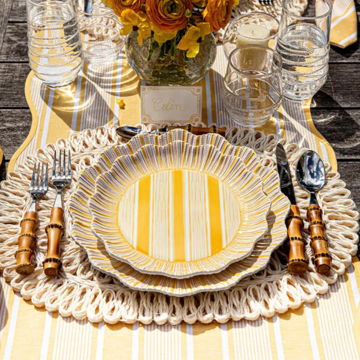 Juliska Cabana Stripe Melamine Plate in Sunshine Juliska