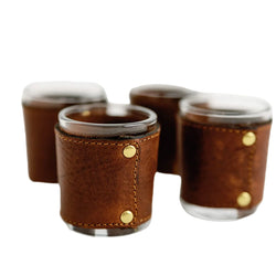 Leather + Glass Shot Glasses Clayton & Crume