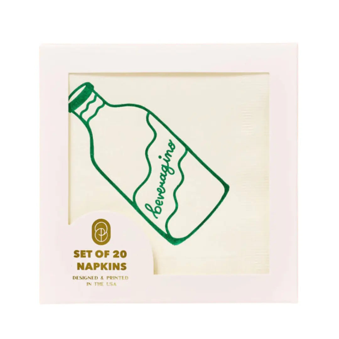 Beveragino Green and White Cocktail Napkins One & Only Paper