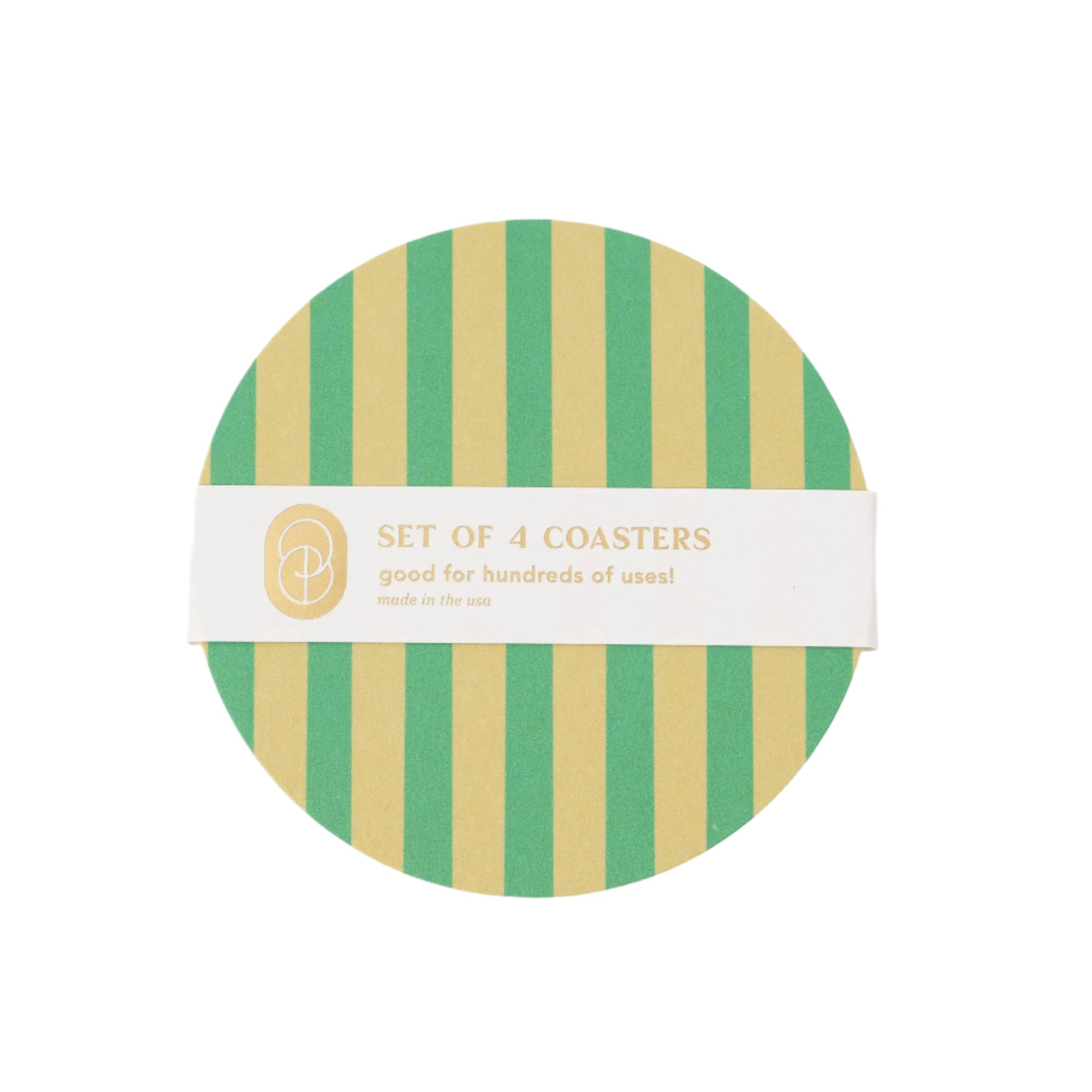 Verde Green and Lime Striped Coaster - Set of 4 One & Only Paper