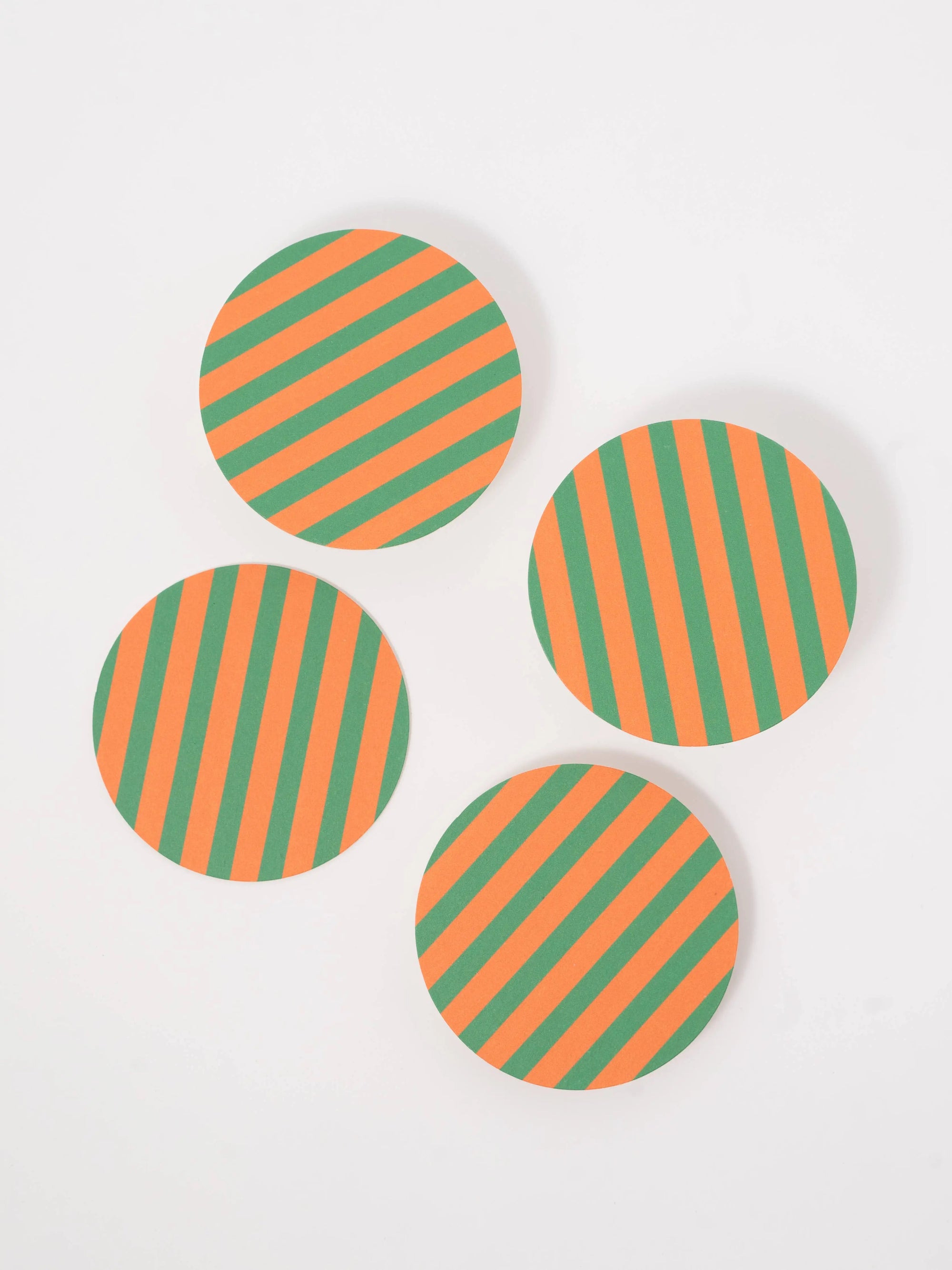 Amore Green and Orange Striped Coaster - Set of 4 One & Only Paper