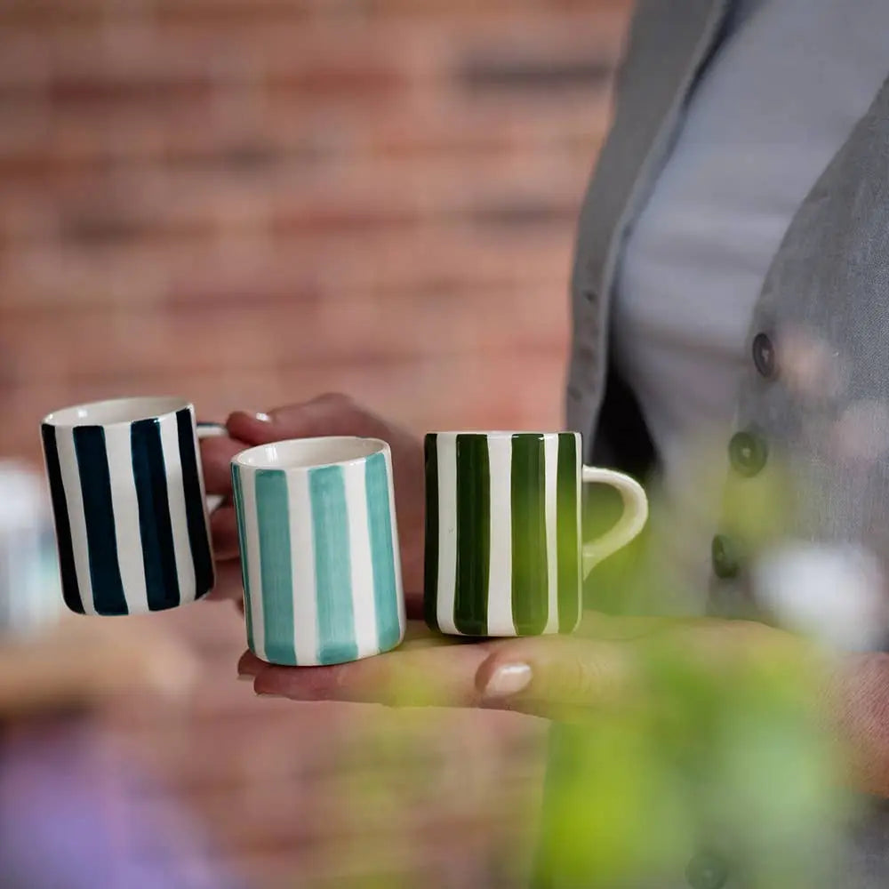 Espresso Mug in Candy Stripe: Moss Green Musango