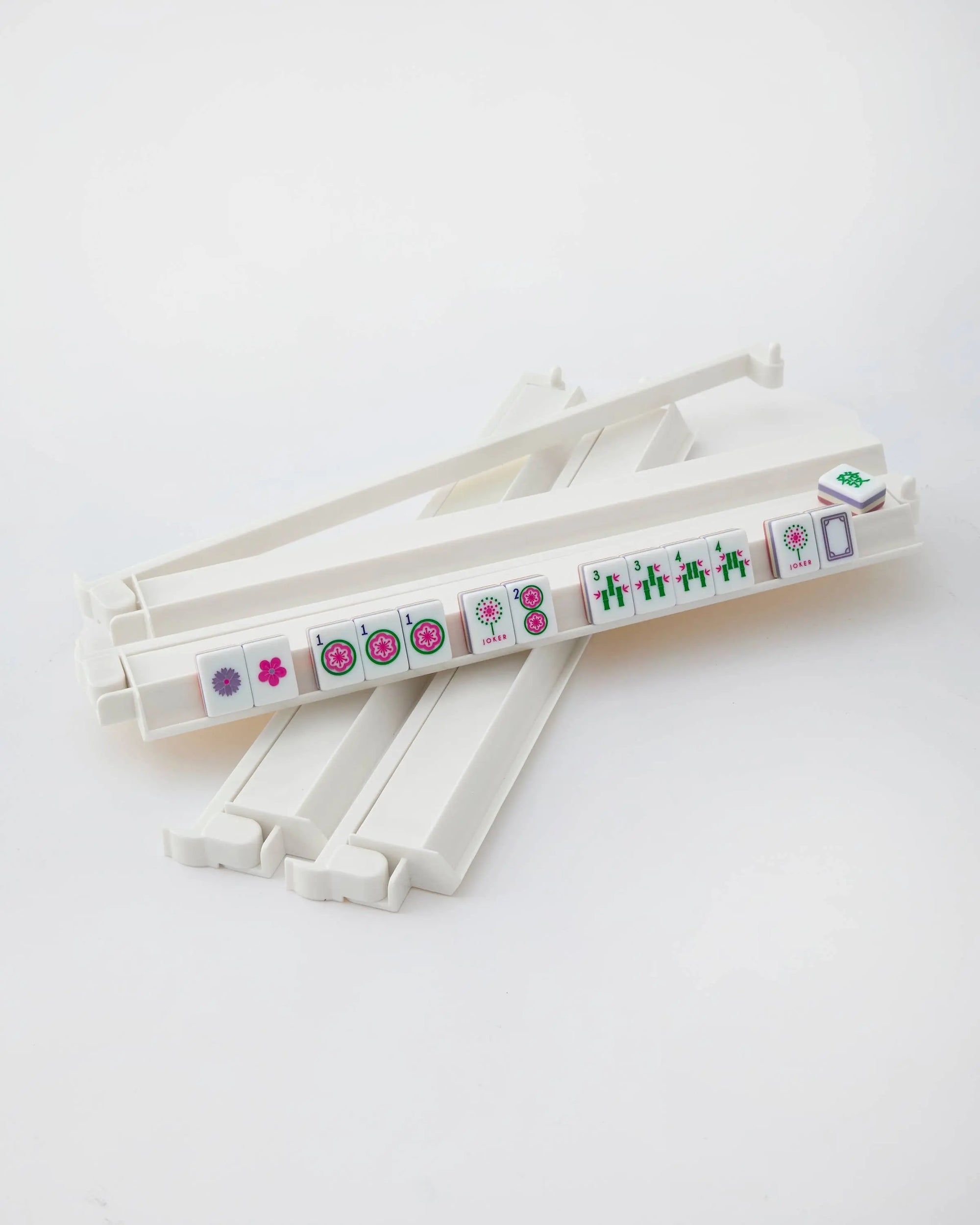 White Acrylic Rack and Pusher Set Oh My Mahjong