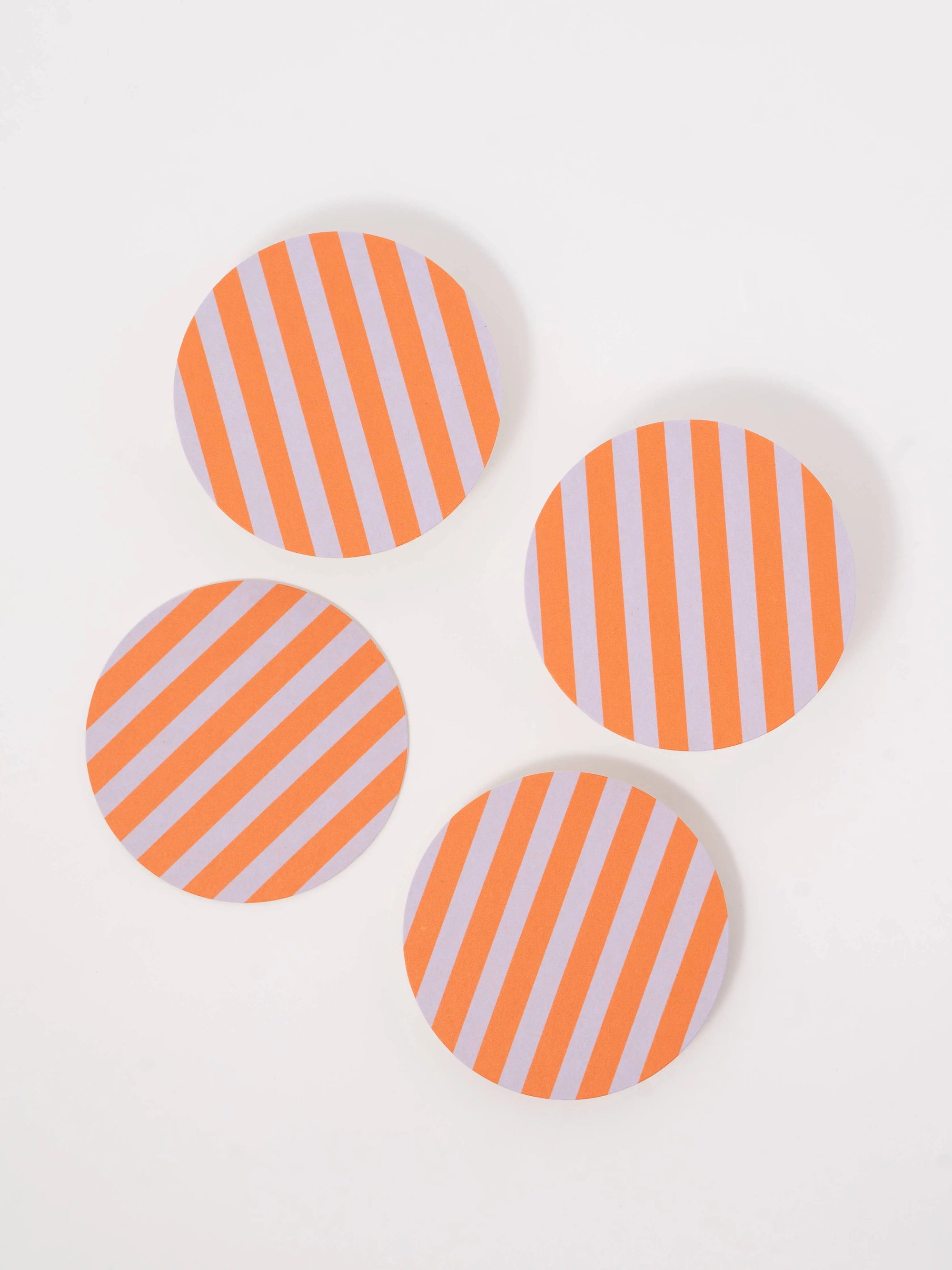 Ultra Violet and Orange Striped Coaster - Set of 4 One & Only Paper