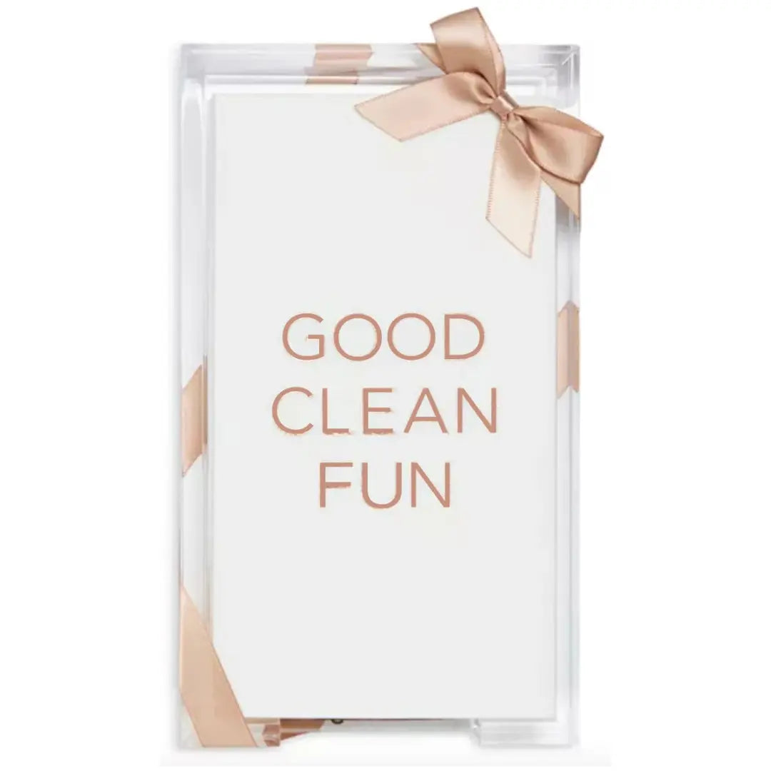 Acrylic Tray with Guest Towels: Good Clean Fun Lined Design