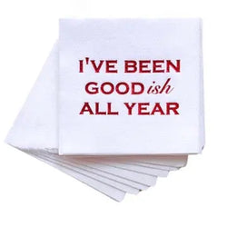 Cloth-Like Cocktail Napkins: I've Been Goodish All Year Lined Design