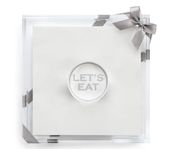 "Let's Eat" Acrylic Dinner Napkin Set : Navy Lined Design