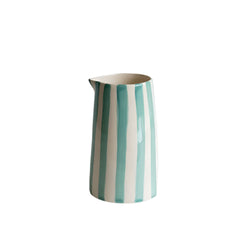 Contemporary Handmade and Painted Jug in Candy Stripe: Mint Musango