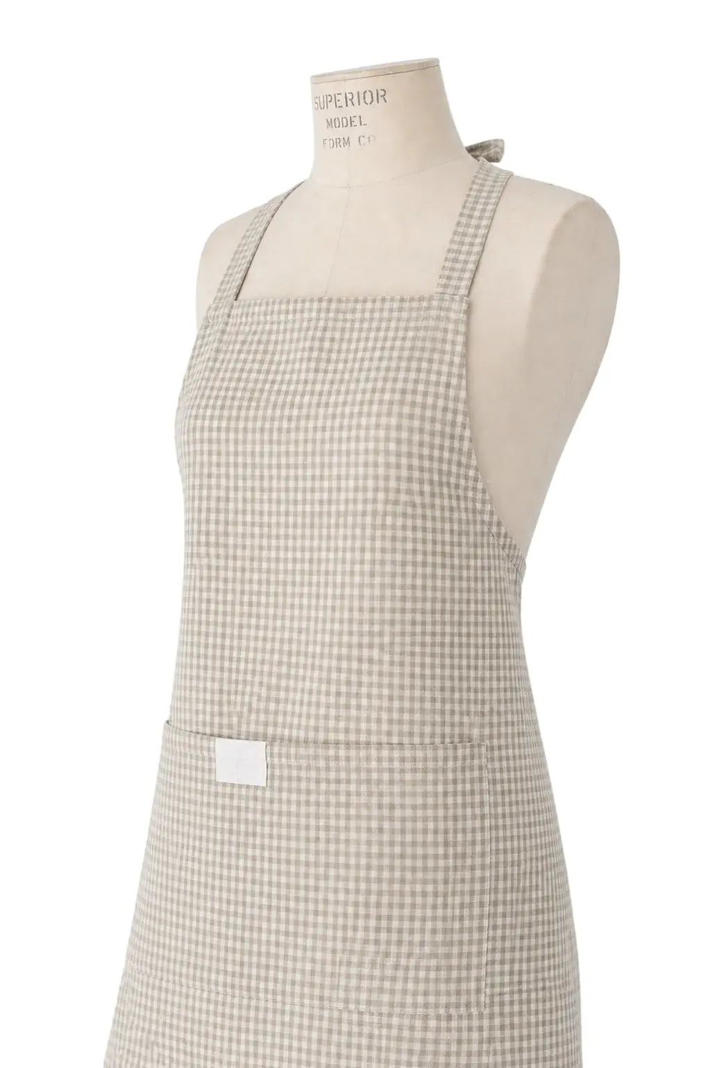 Apron -  Linen Adult Apron in Oatmeal Mini Gingham in Jar Heirloomed Collection