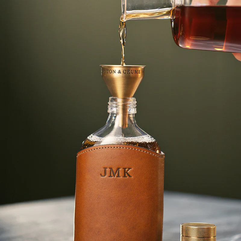 Leather + Glass Flask