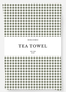 Tea Towel - Mini Gingham Check in Olive Green Heirloomed Collection