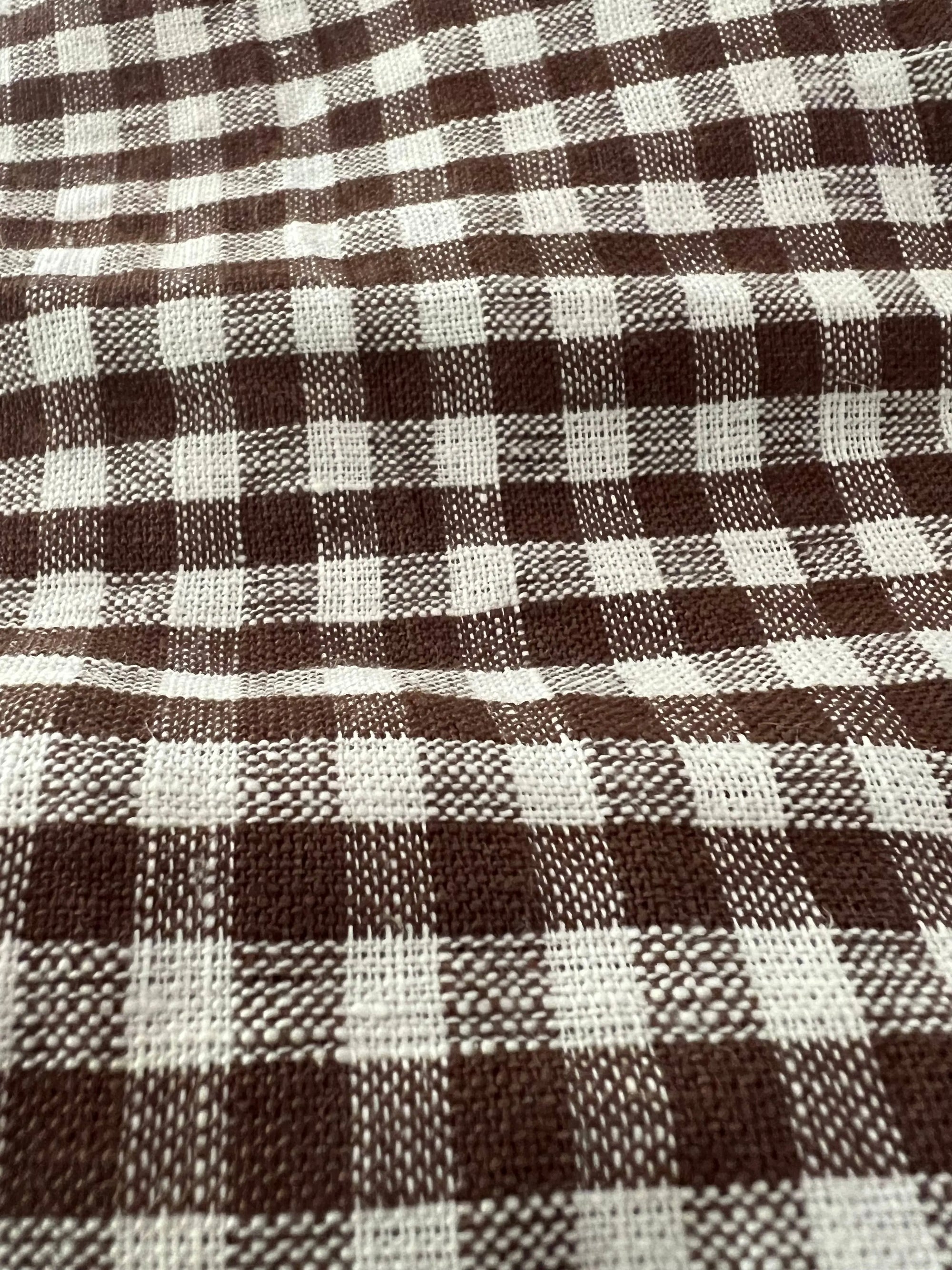 Tea Towel - Mini Gingham Check Brown Heirloomed Collection