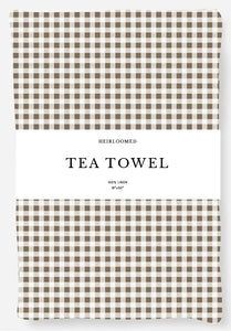 Tea Towel - Mini Gingham Check Brown Heirloomed Collection