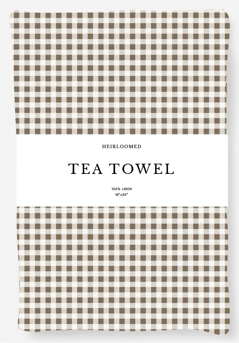 Tea Towel - Mini Gingham Check Brown Heirloomed Collection