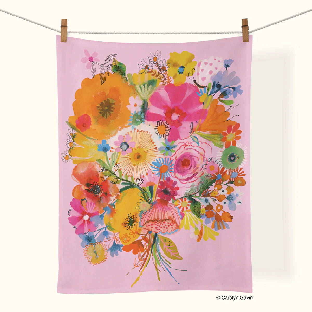 Floral Blush Tea Towel
