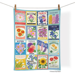 Flower Seed Packets Tea Towel WERKSHOPPE