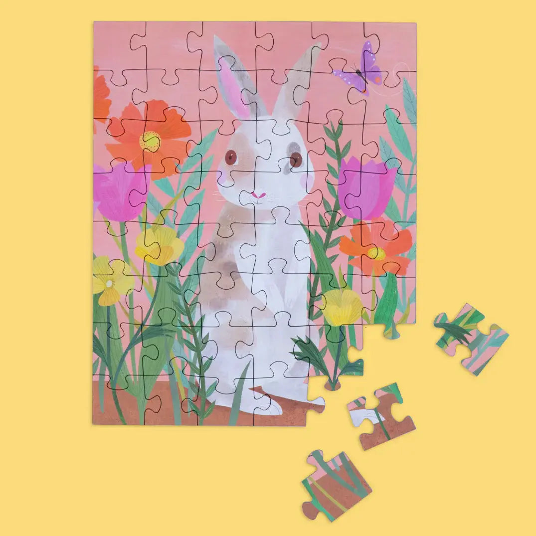 bunny rabbit and spring flowers 48 piece puzzle