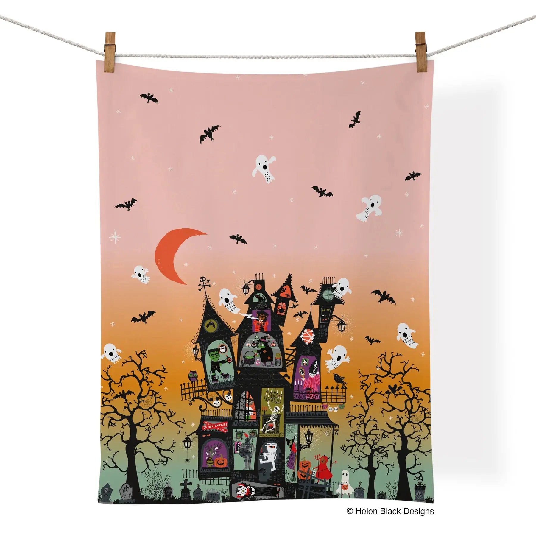 Haunted Halloween Tea Towel WERKSHOPPE