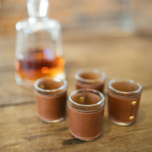 Leather + Glass Shot Glasses Clayton & Crume