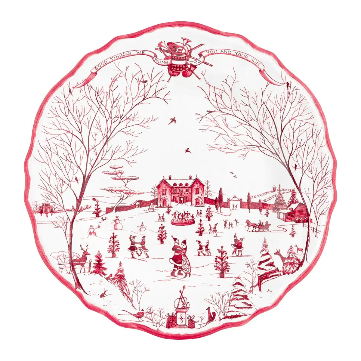 Country Estate Winter Frolic Melamine Dinner Plates Juliska