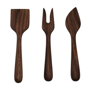 6.5" Walnut Wood Cheese Utensil Set JBrody & Co.