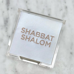 Acrylic Cocktail Napkin Hostess Set: Shabbat Shalom Lined Design