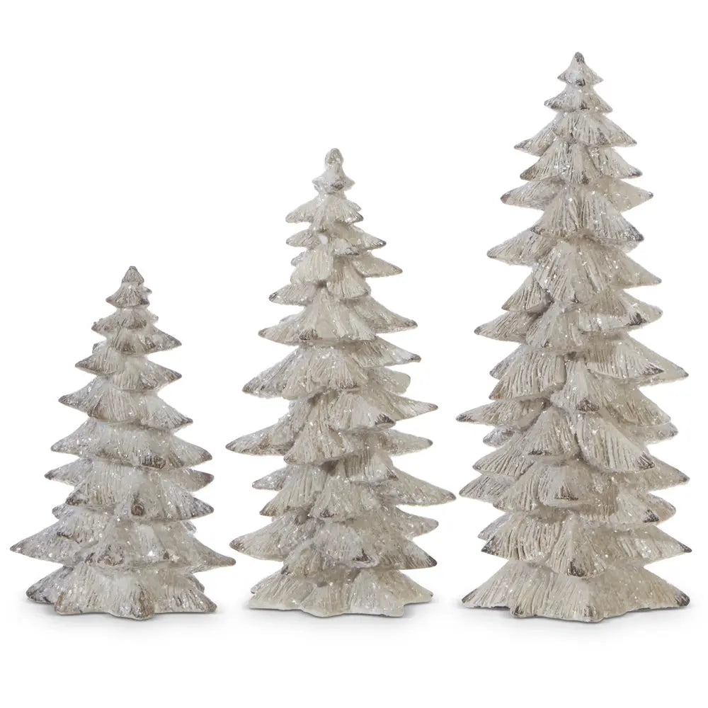 White Glittered Trees - Home for Entertaining