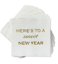 Cloth-Like Cocktail Napkins: Sweet New Year Lined Design
