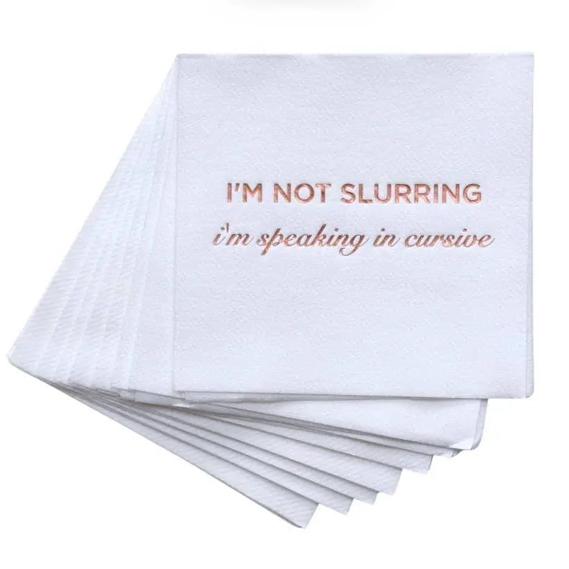 Cloth-Like Cocktail Napkins: I'm Not Slurring Lined Design