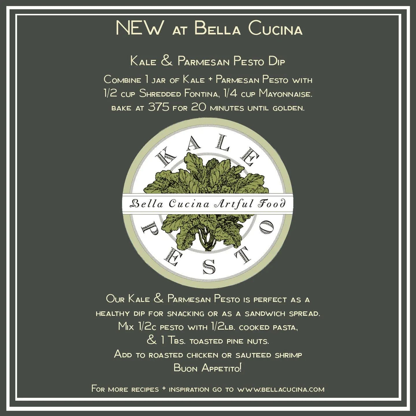 Kale & Parmesan Pesto - 6 oz. Bella Cucina