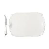 Berry & Thread Whitewash 15 Serving Board w/Knife"