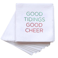 Cloth-Like Cocktail Napkins: Good Tidings Good Cheer Lined Design