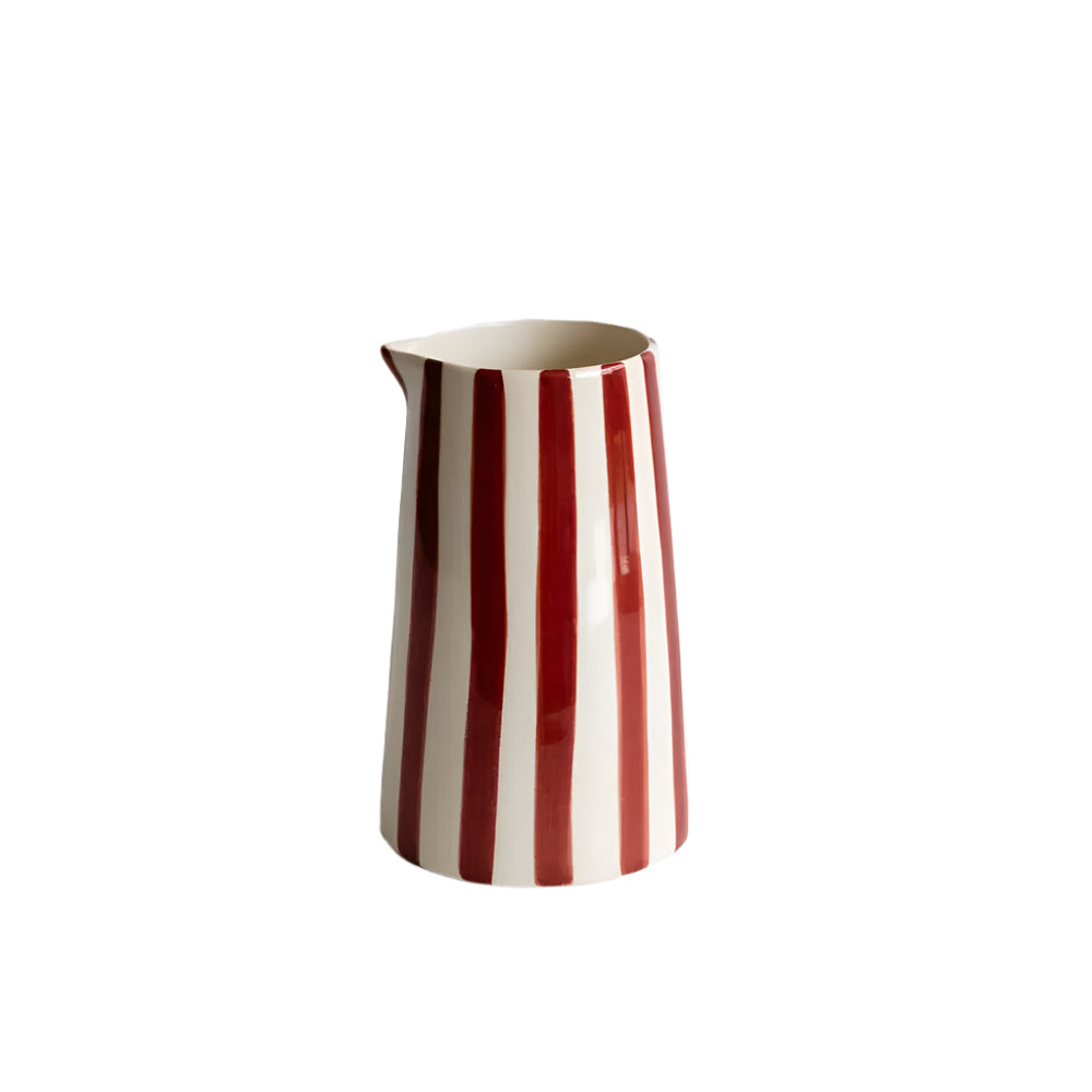 Contemporary Handmade and Painted Jug in Candy Stripe: Paprika Musango