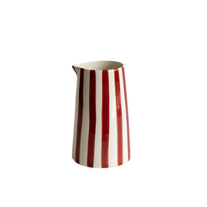 Contemporary Handmade and Painted Jug in Candy Stripe: Paprika Musango