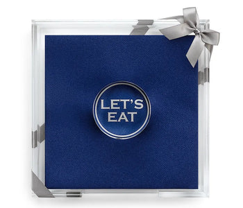 "Let's Eat" Acrylic Dinner Napkin Set : Navy Lined Design
