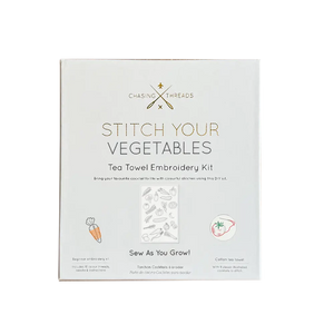 Stitch Your Vegetables Tea Towel - Embroidery Kit Chasing Threads