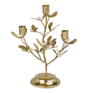 Gold Mistletoe Candleholder SARO