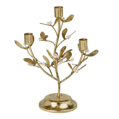 Gold Mistletoe Candleholder SARO