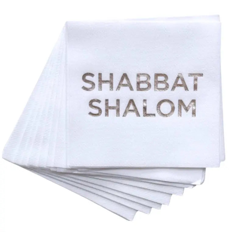 Cloth-Like Cocktail Napkins: Shabbat Shalom Lined Design