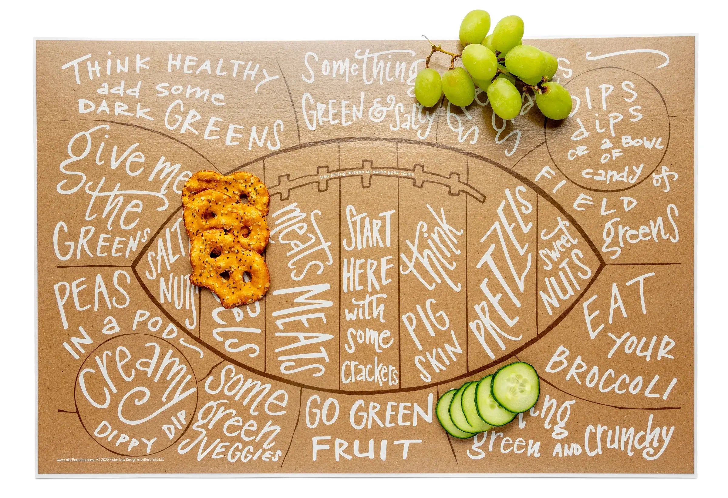Football Charcuterie Cheat Sheet Color Box Designs & Letterpress