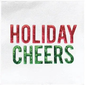Cloth-Like Cocktail Napkins: Holiday Cheers Lined Design