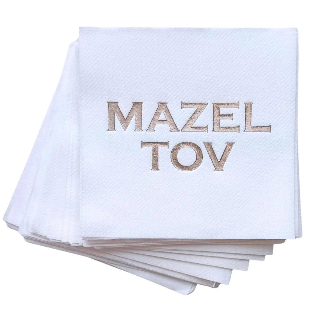 Cloth-Like Cocktail Napkins: Mazel Tov Lined Design