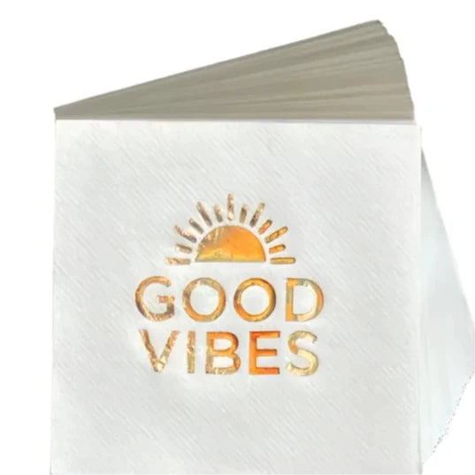 Good Vibes Cloth-Like Cocktail Napkins Lined Design