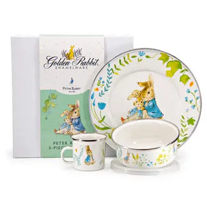 Enamelware Child Dinner Set Golden Rabbit