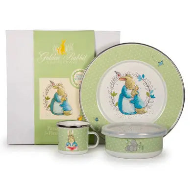 Enamelware Child Dinner Set Golden Rabbit