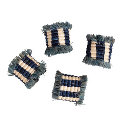 Coastal Blue Fringe Napkin Rings Kazi Goods