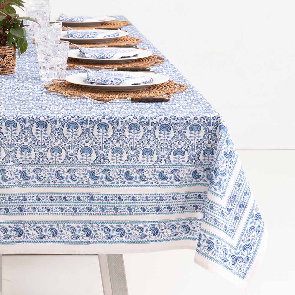 Caroline Blue Tablecloth Pomegranate